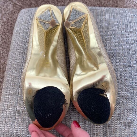 BeBe Gold Blingy Heels size 9 - Picture 11 of 12